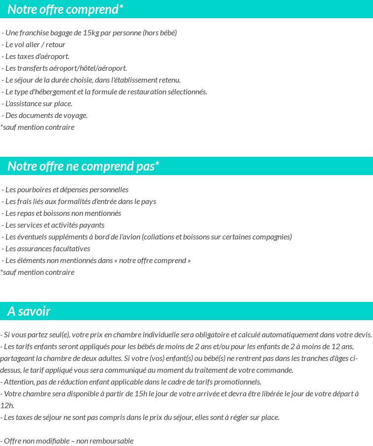 Conditions tarifaires