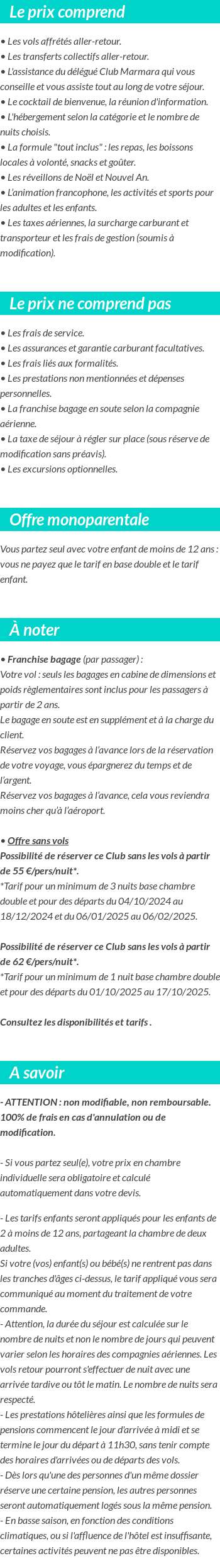 Conditions tarifaires