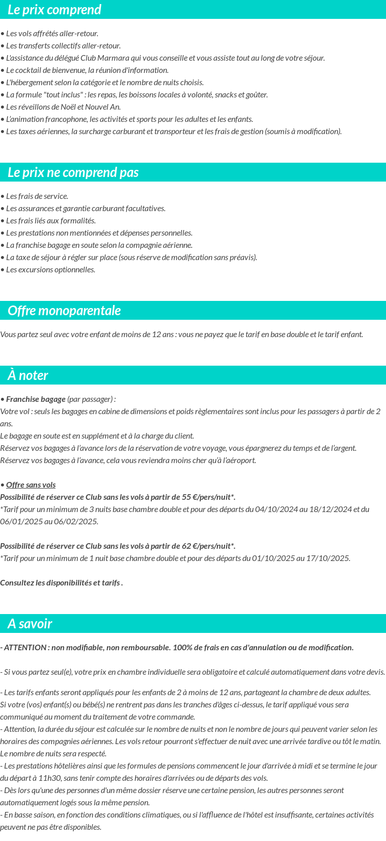 Conditions tarifaires