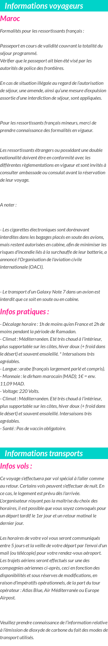 Formalités et infos voyageurs
