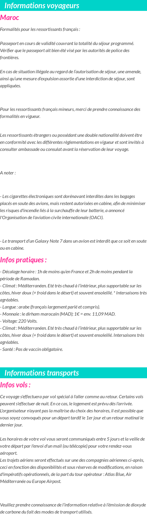 Formalités et infos voyageurs
