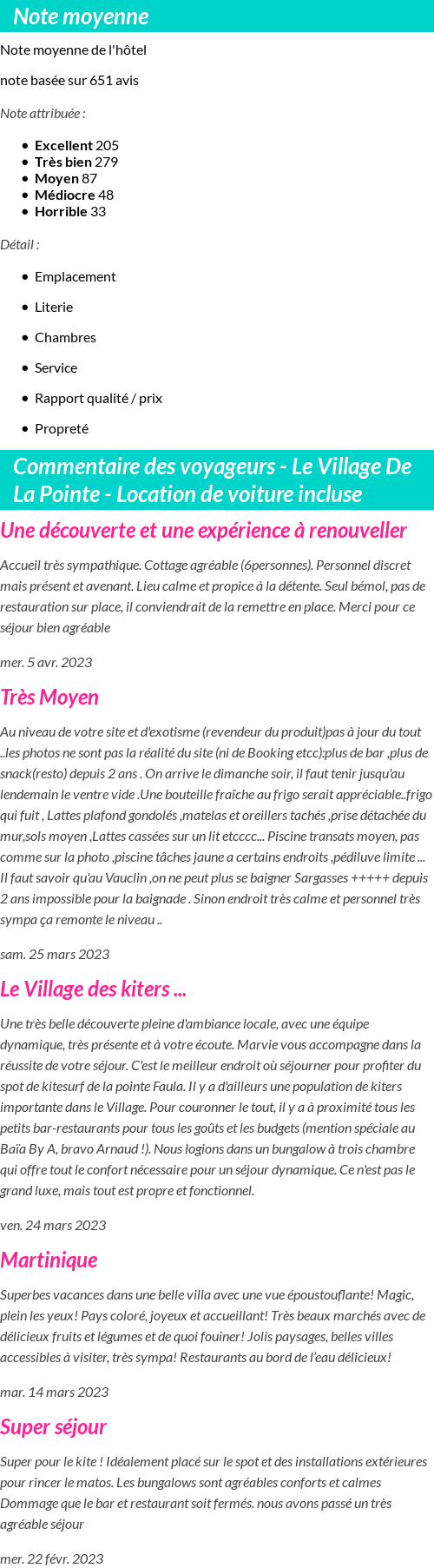 Avis clients