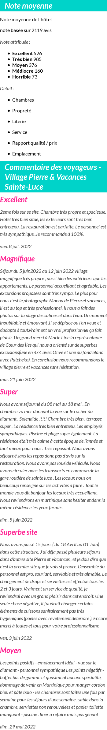 Avis clients