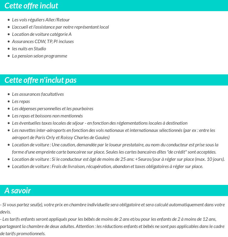 Conditions tarifaires