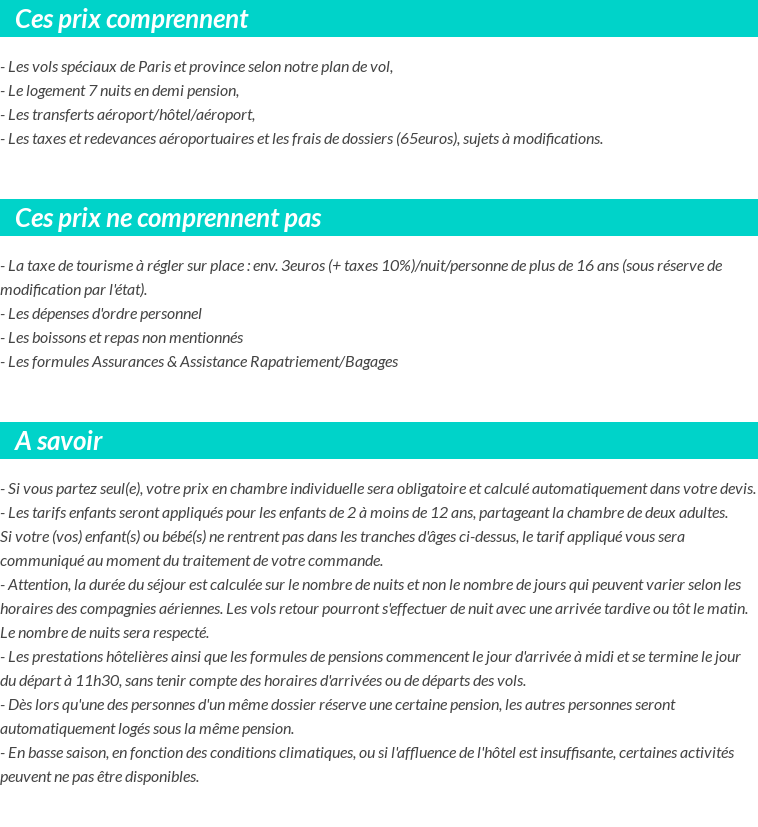 Conditions tarifaires