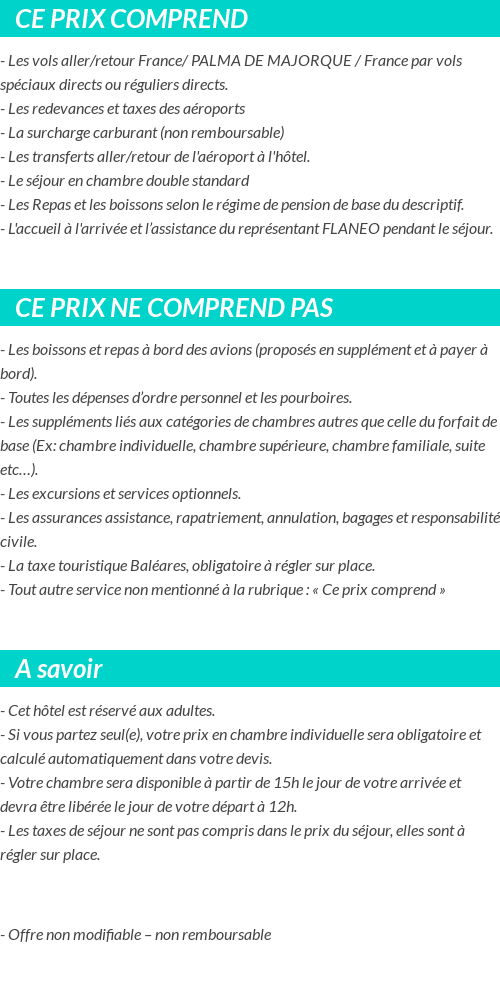 Conditions tarifaires