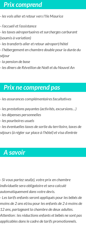 Conditions tarifaires