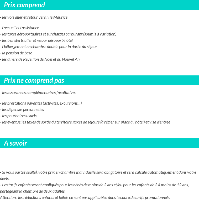 Conditions tarifaires
