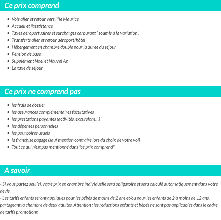 Conditions tarifaires
