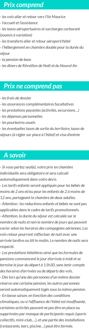 Conditions tarifaires