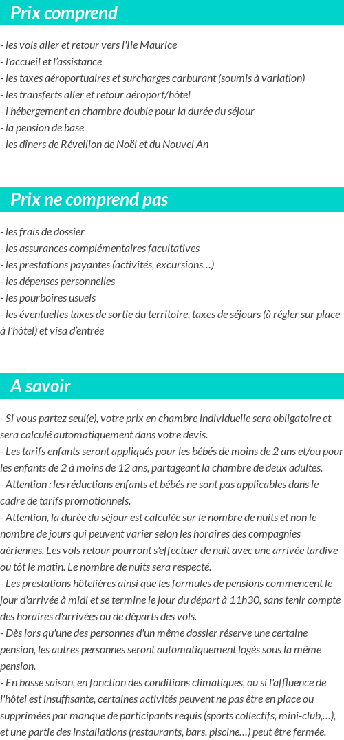 Conditions tarifaires