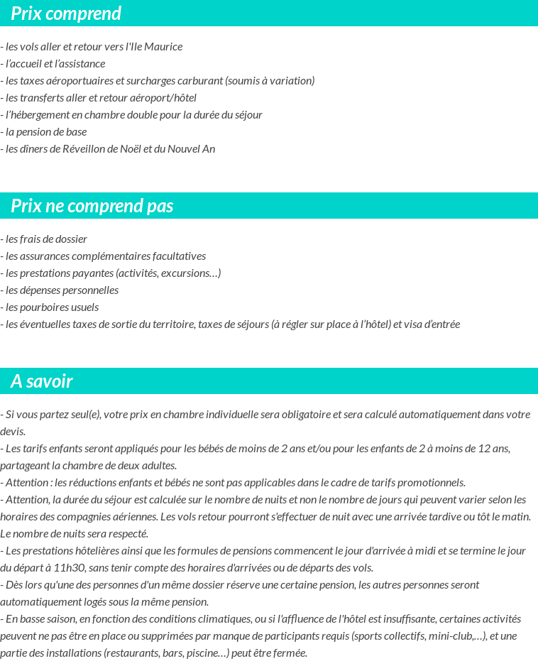 Conditions tarifaires