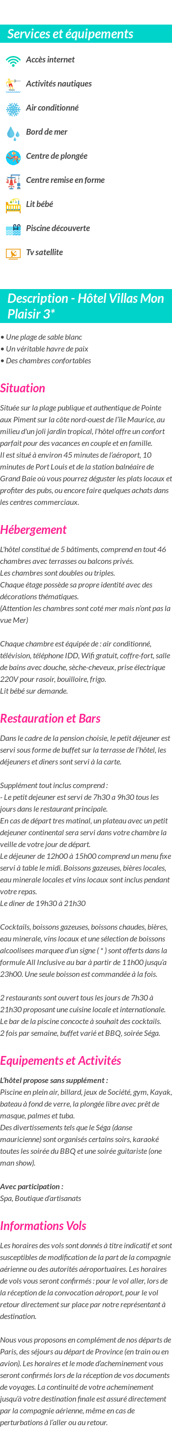 Détails du séjour