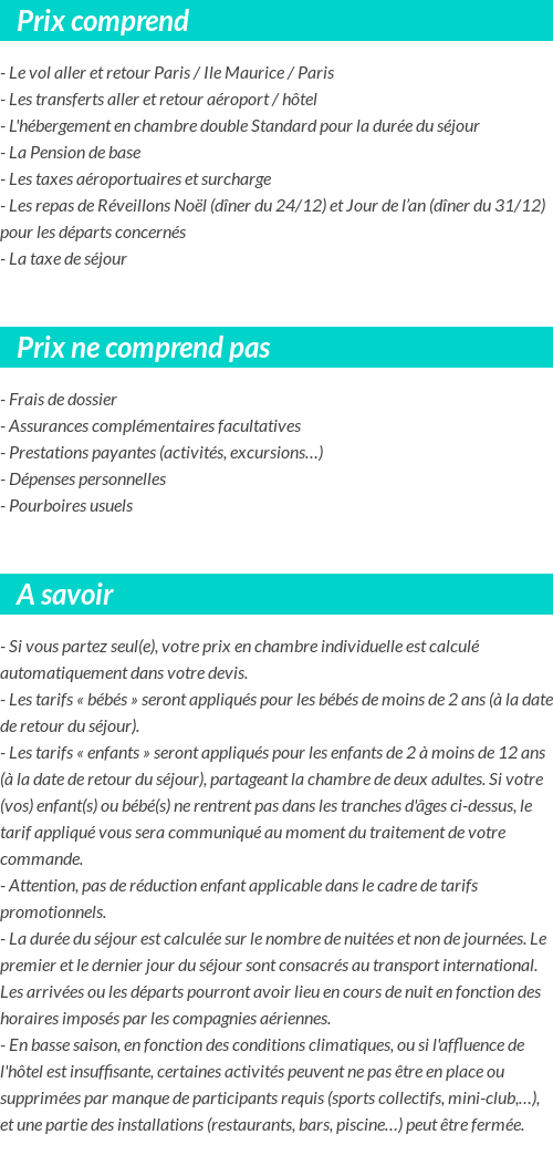 Conditions tarifaires