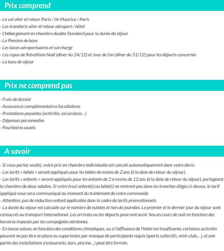 Conditions tarifaires