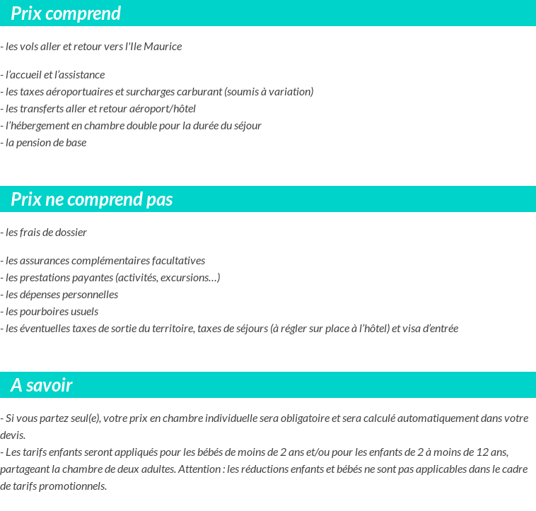 Conditions tarifaires