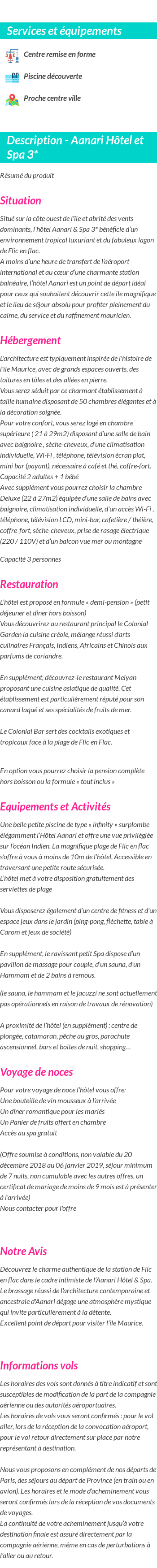 Détails du séjour