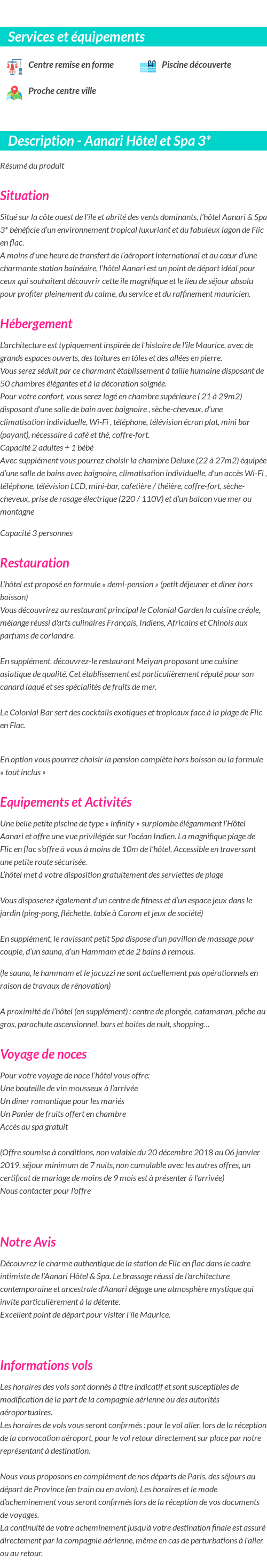 Détails du séjour