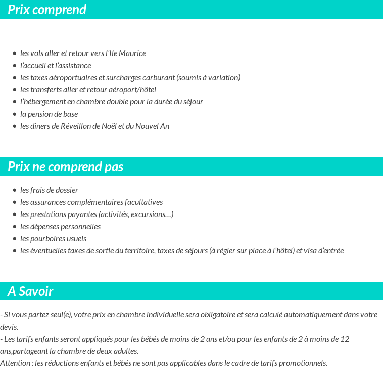 Conditions tarifaires