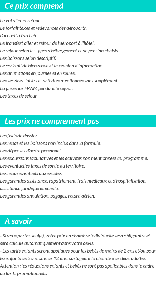 Conditions tarifaires