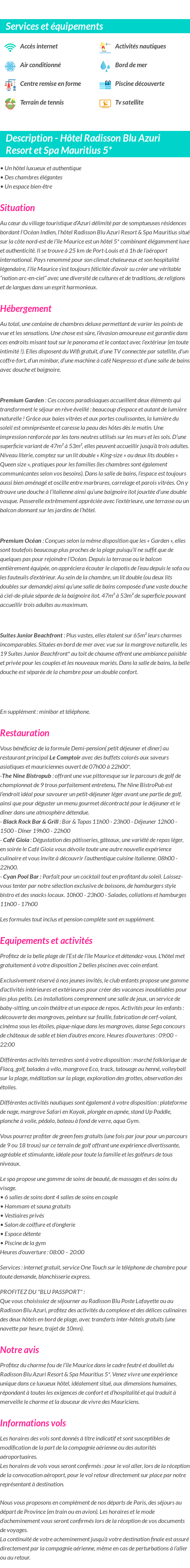 Détails du séjour