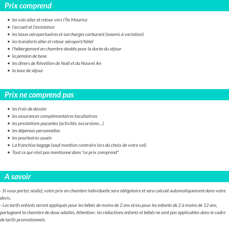 Conditions tarifaires