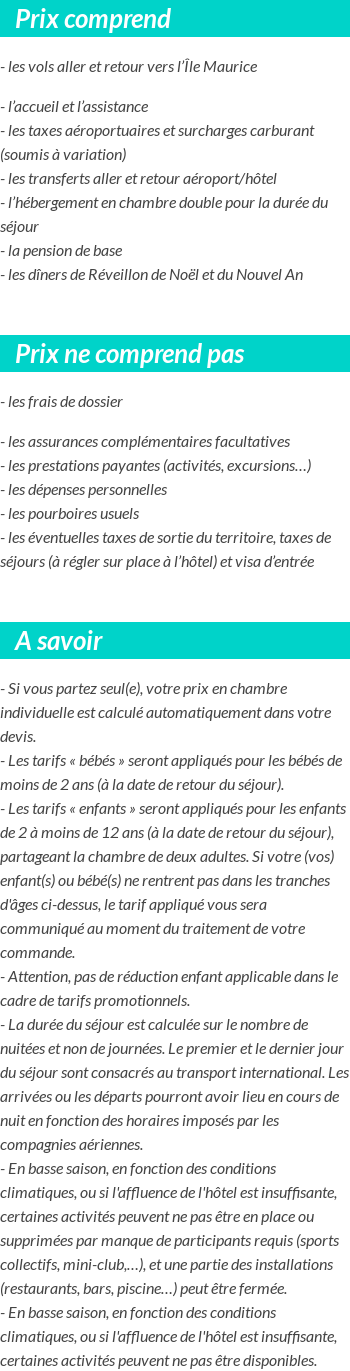 Conditions tarifaires