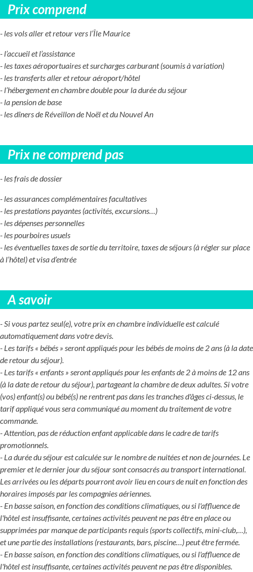Conditions tarifaires