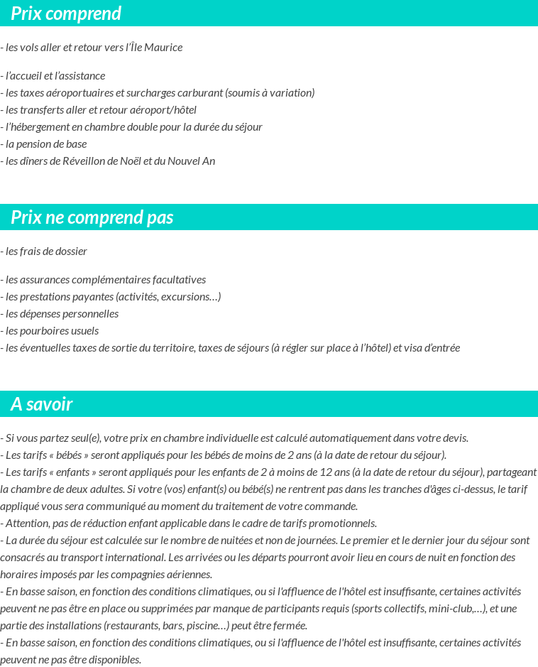 Conditions tarifaires