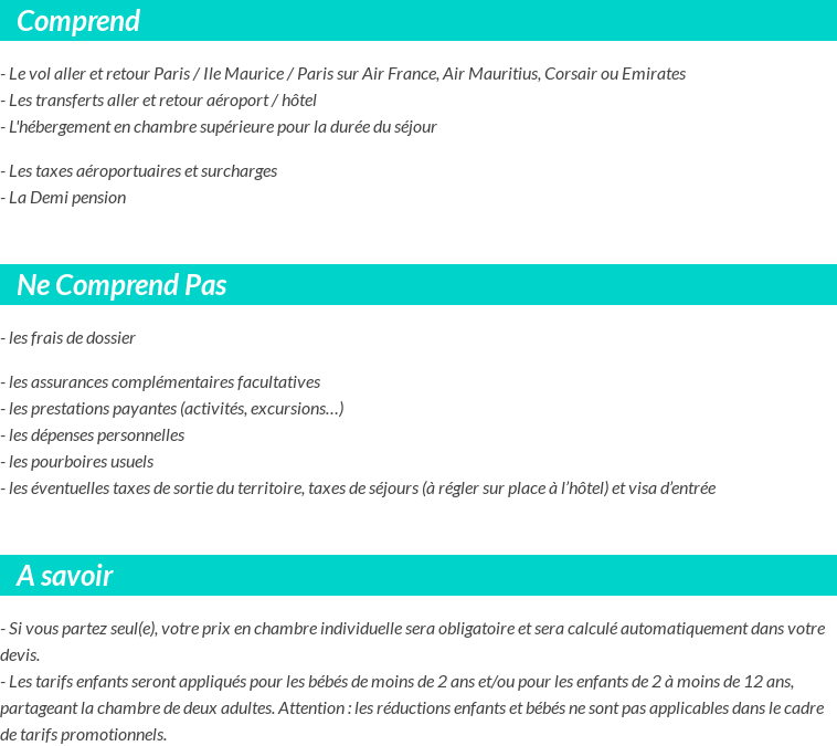 Conditions tarifaires