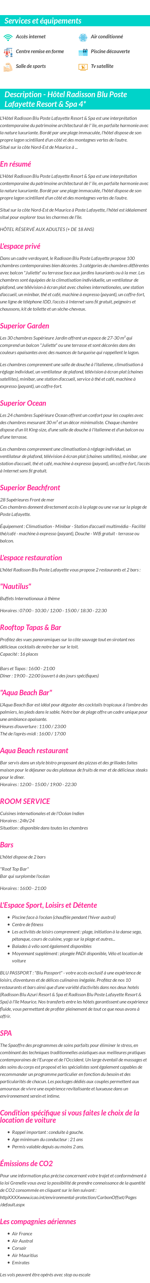 Détails du séjour