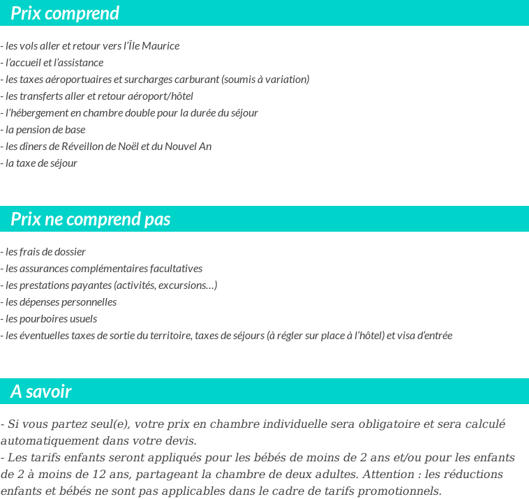 Conditions tarifaires