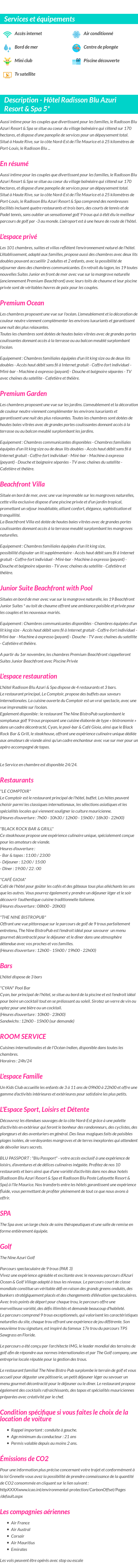 Détails du séjour