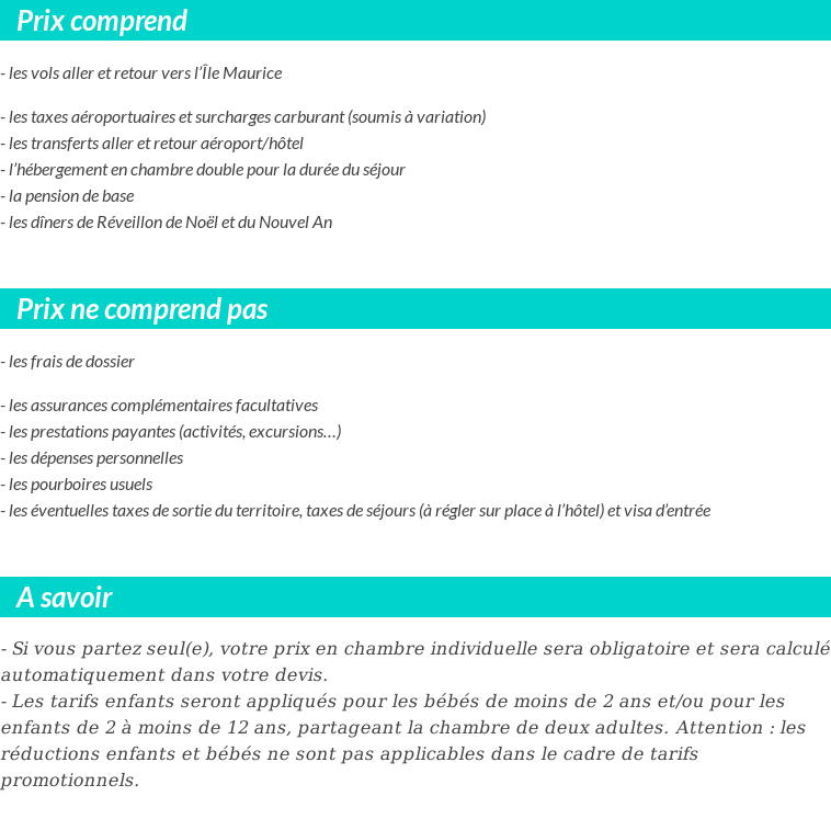 Conditions tarifaires