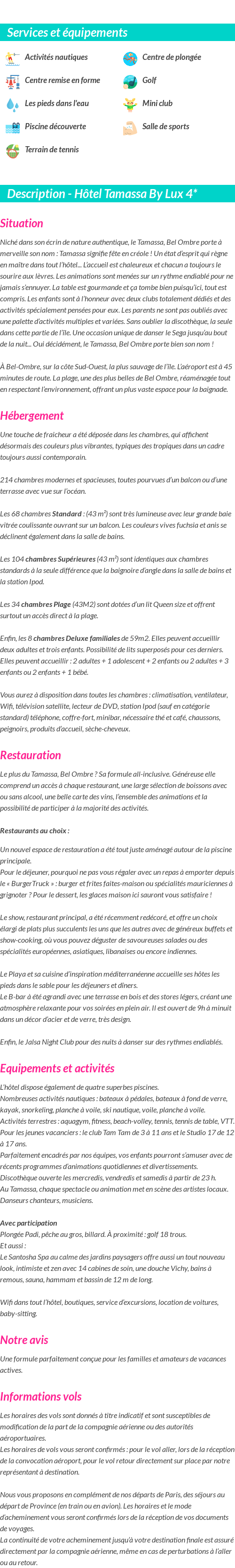 Détails du séjour