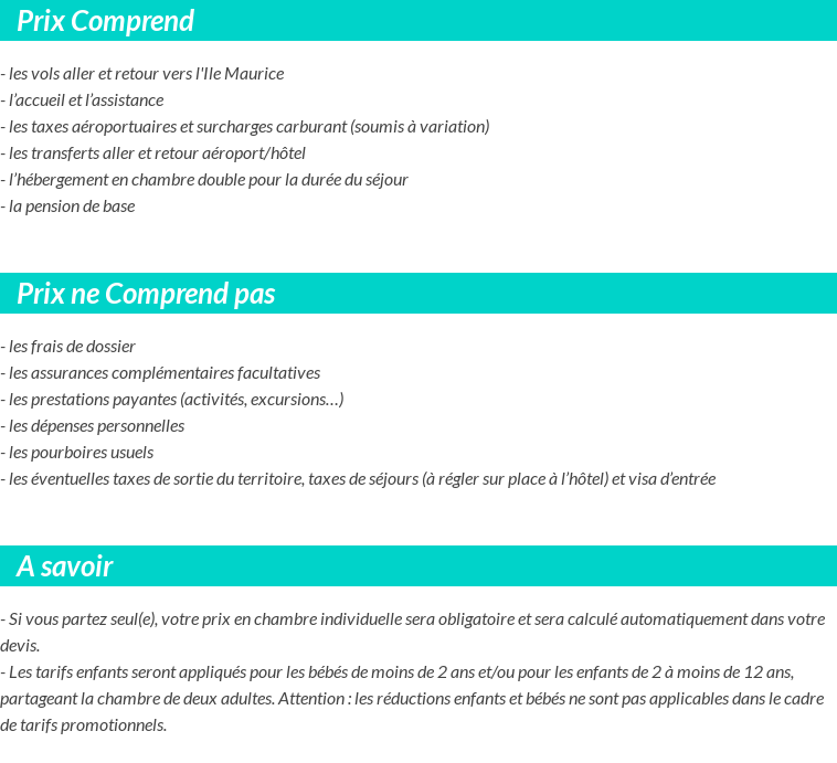 Conditions tarifaires