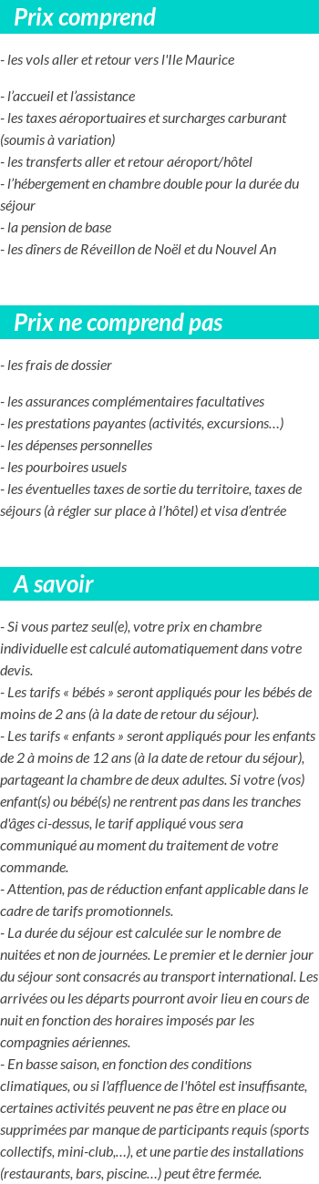 Conditions tarifaires