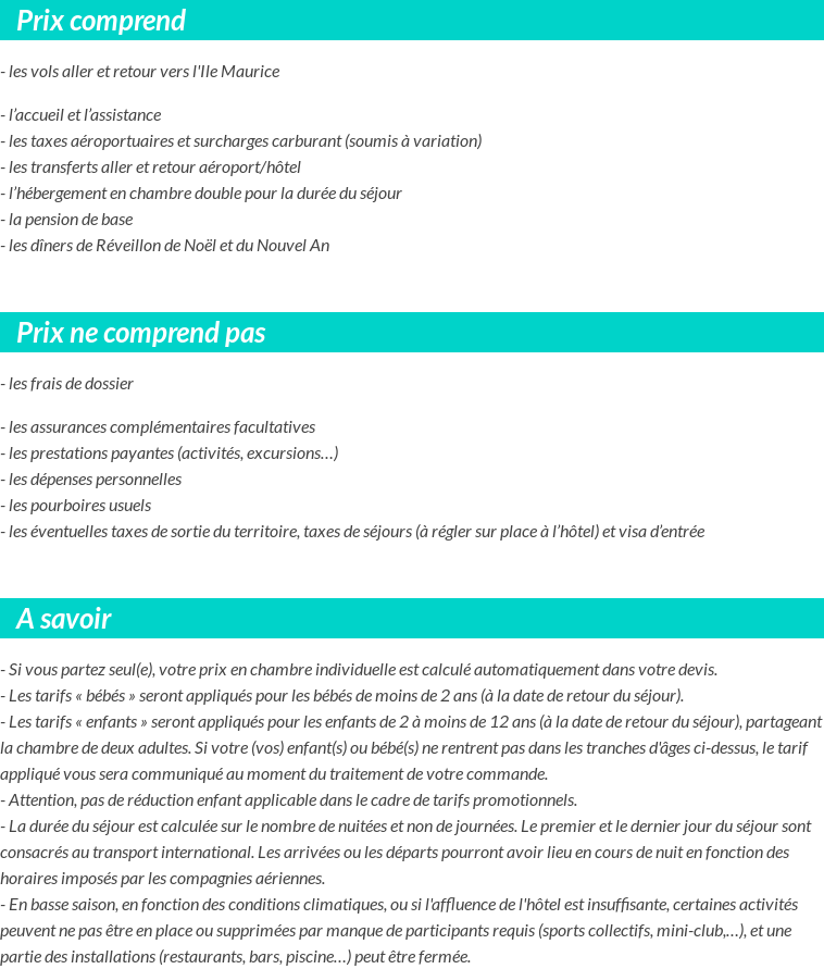 Conditions tarifaires