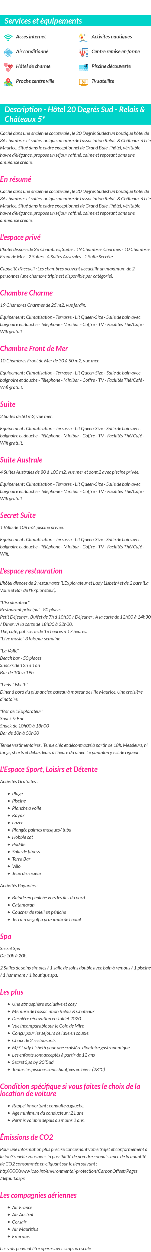 Détails du séjour