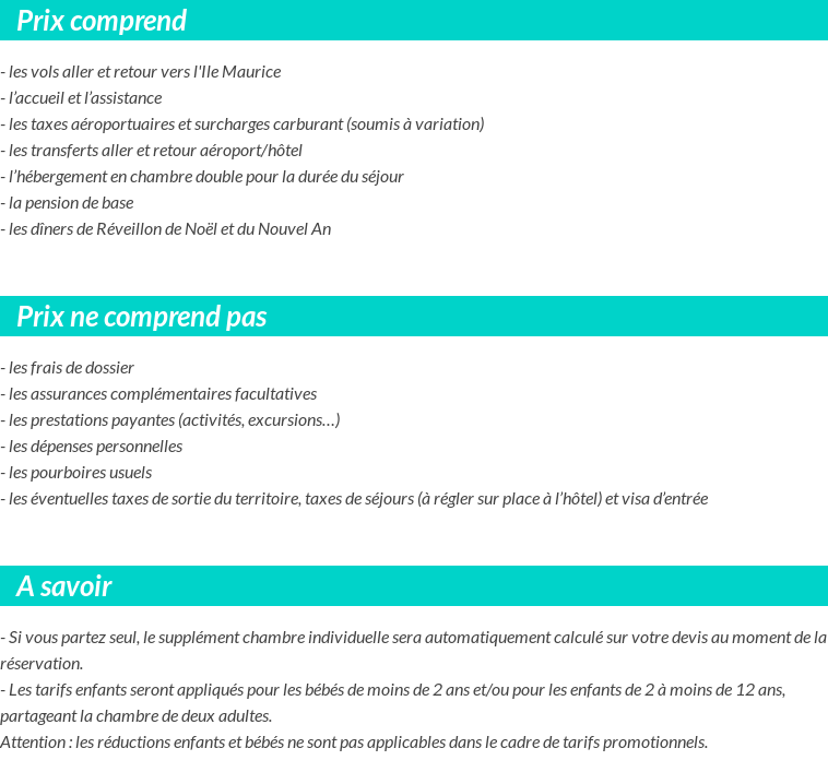 Conditions tarifaires