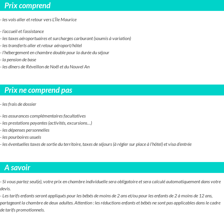 Conditions tarifaires