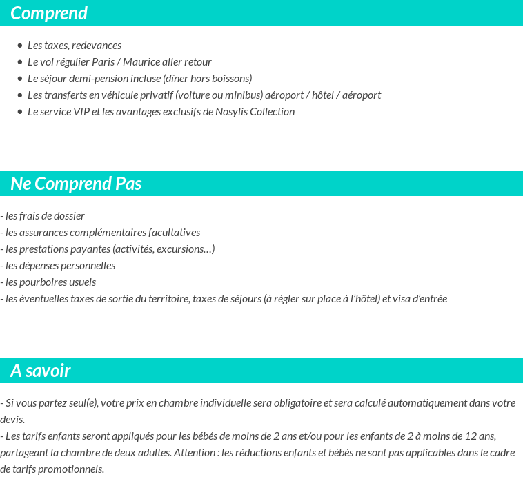 Conditions tarifaires