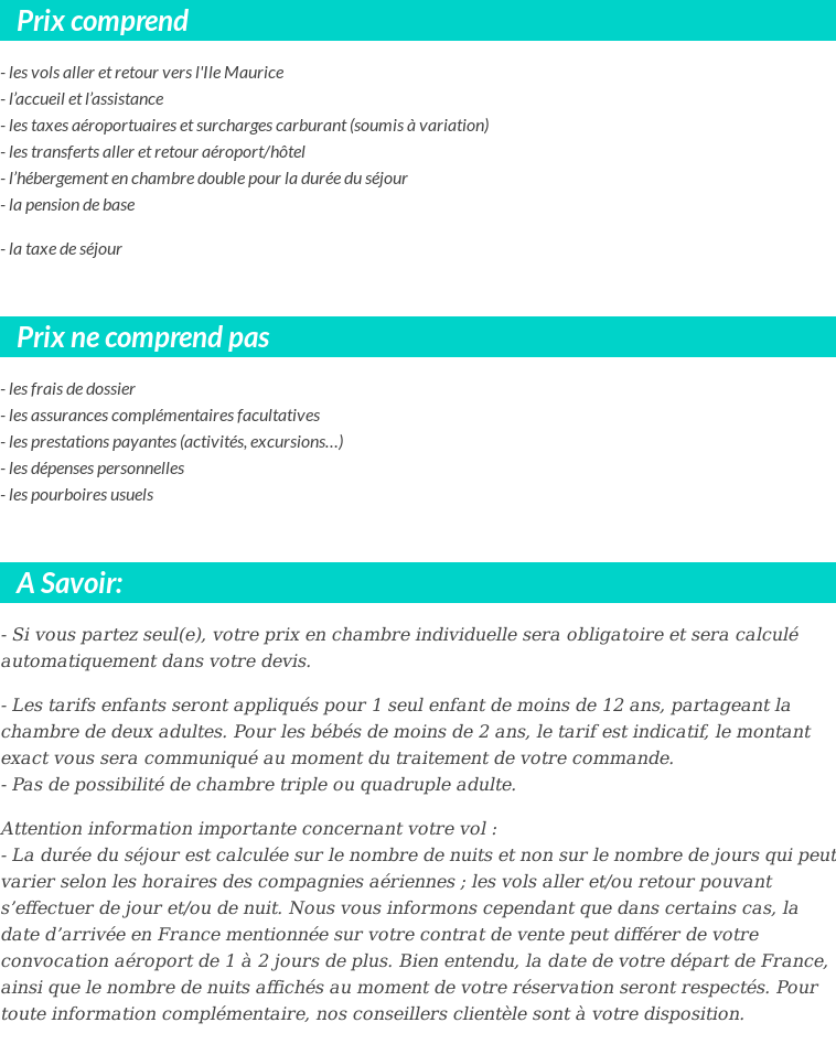 Conditions tarifaires