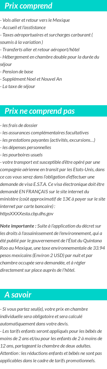 Conditions tarifaires