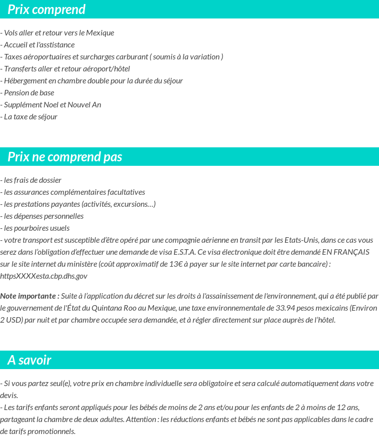 Conditions tarifaires