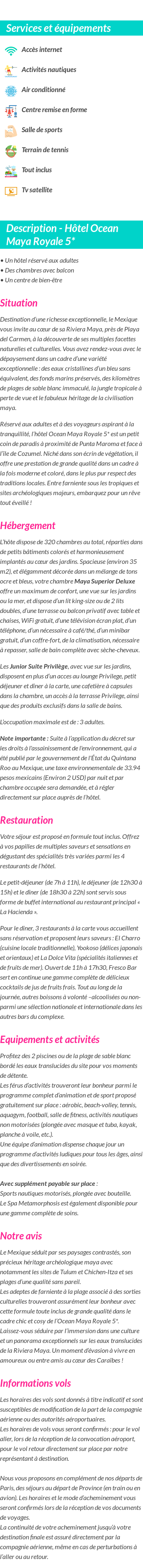 Détails du séjour