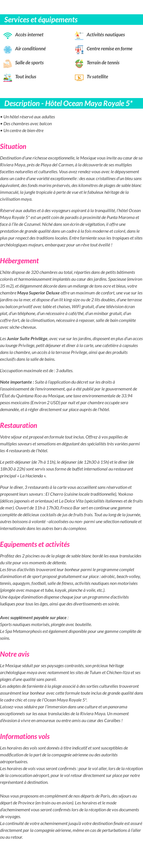 Détails du séjour