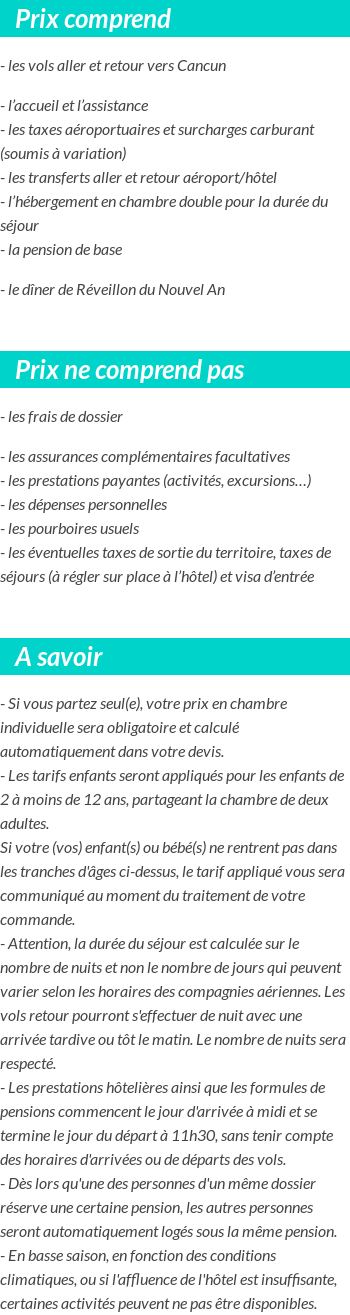 Conditions tarifaires