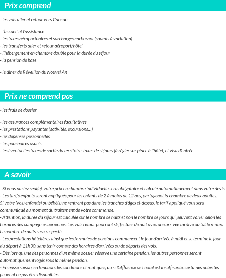 Conditions tarifaires