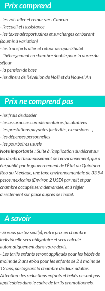 Conditions tarifaires